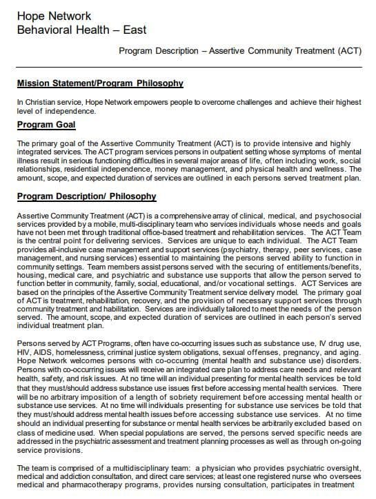 BHS ACT program description thumb
